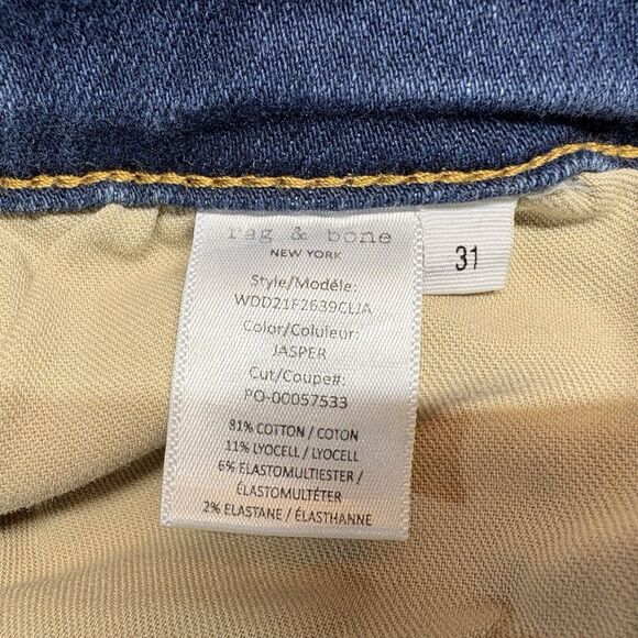 rag & bone Jeans Womens Size 31 Nina High Rise Ankle Skinny Blue Raw Hem Stretch - Picture 12 of 12